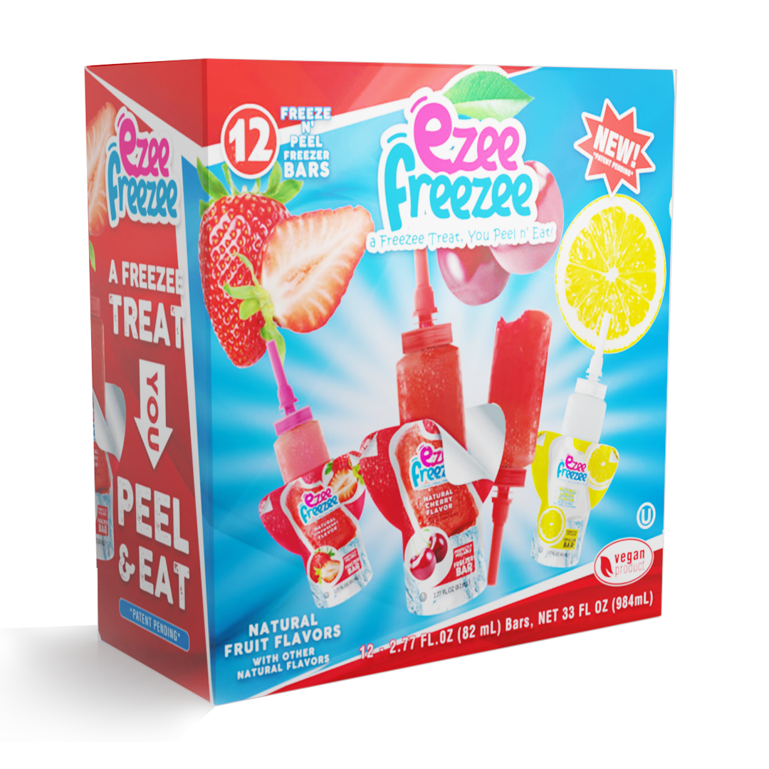 Ezee Freezee - Naturally Flavored Freezer Pops in Strawberry, Lemon & Cherry | 12-Pack