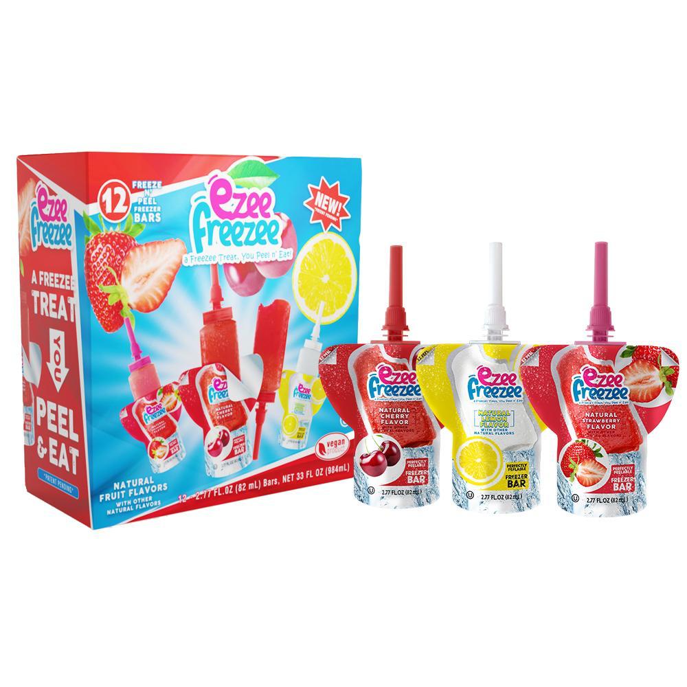 Ezee Freezee - Naturally Flavored Freezer Pops in Strawberry, Lemon & Cherry | 12-Pack